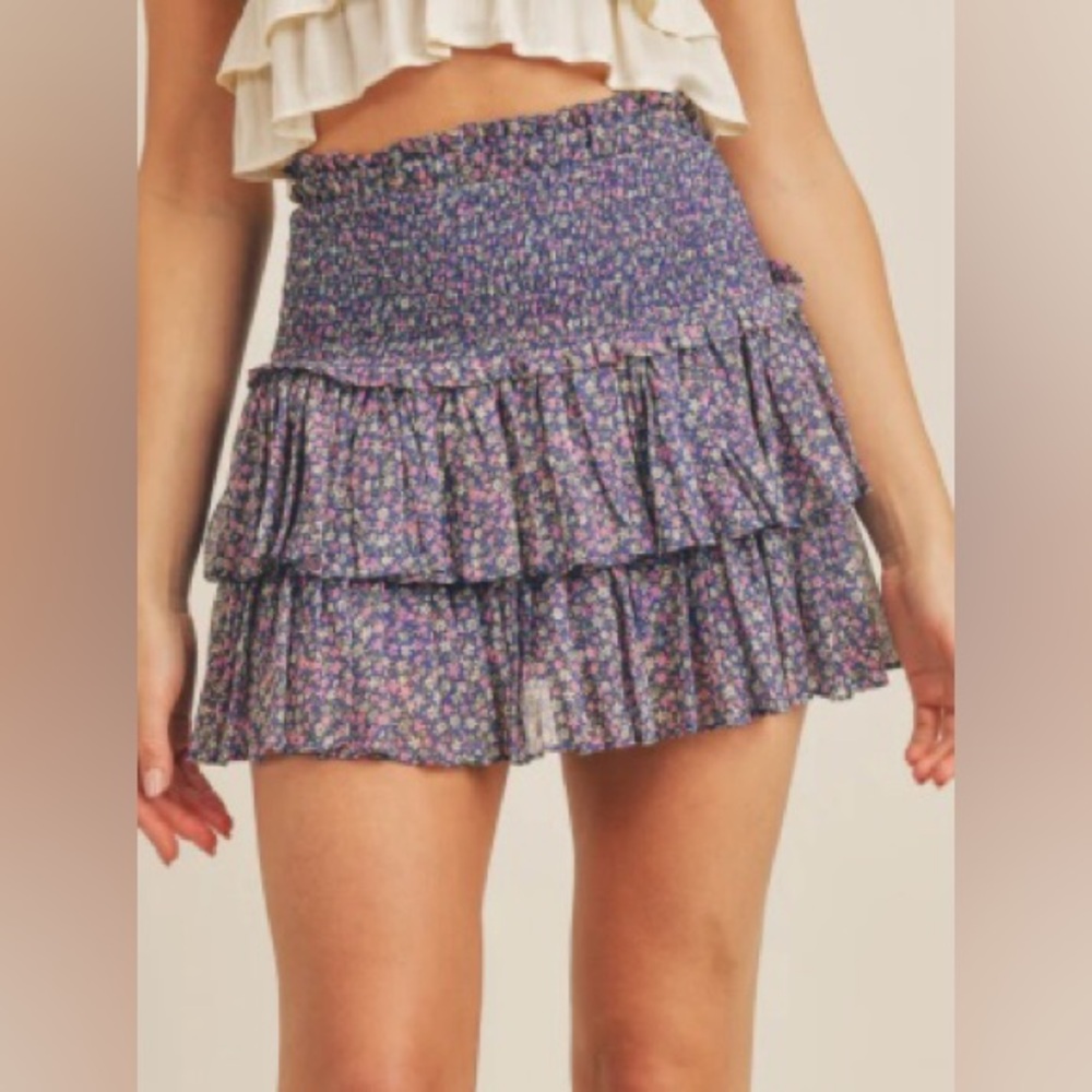 RESET FRANCIE PRINTED RUFFLE SMOCK SKIRT size Small